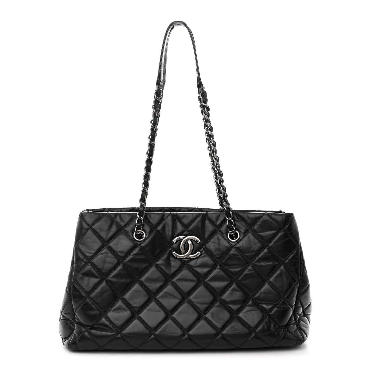 Calfskin Quilted Medium Coco Soft Tote Black