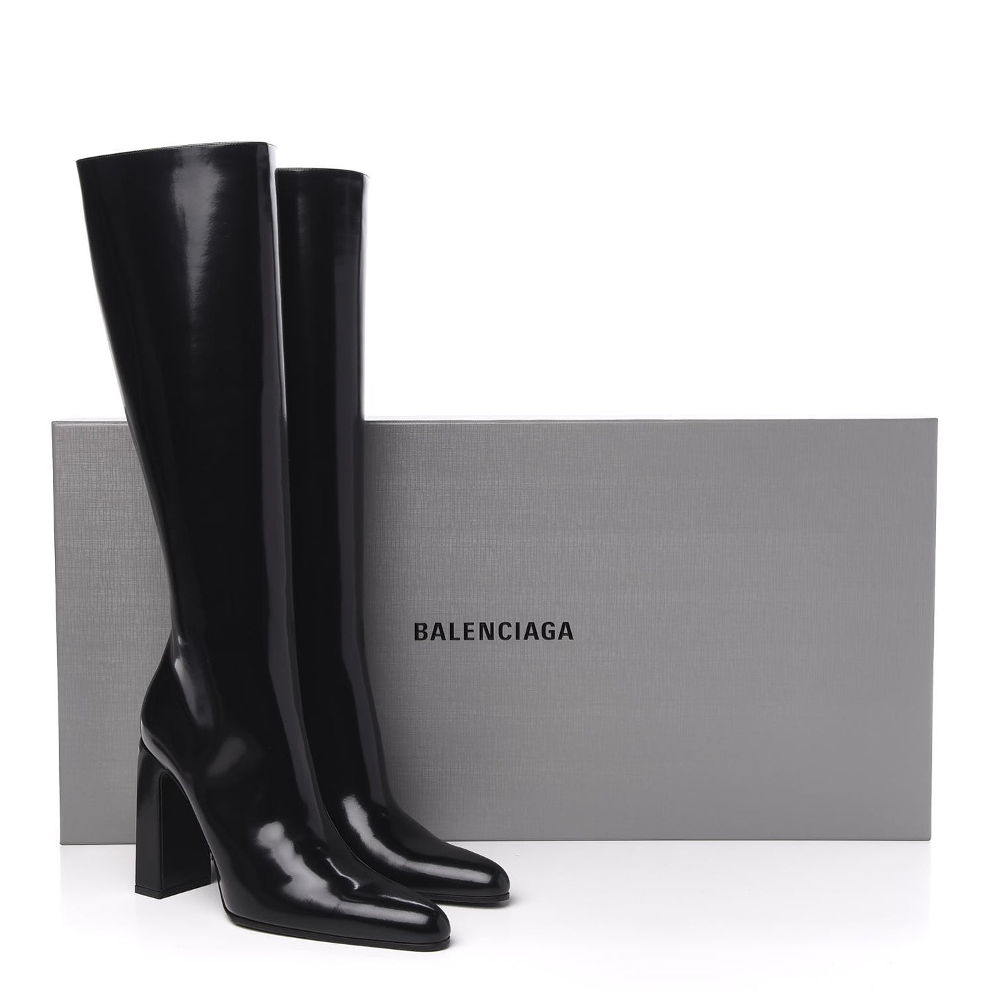 Patent Knee High Calfskin 110mm Boots 38 Black
