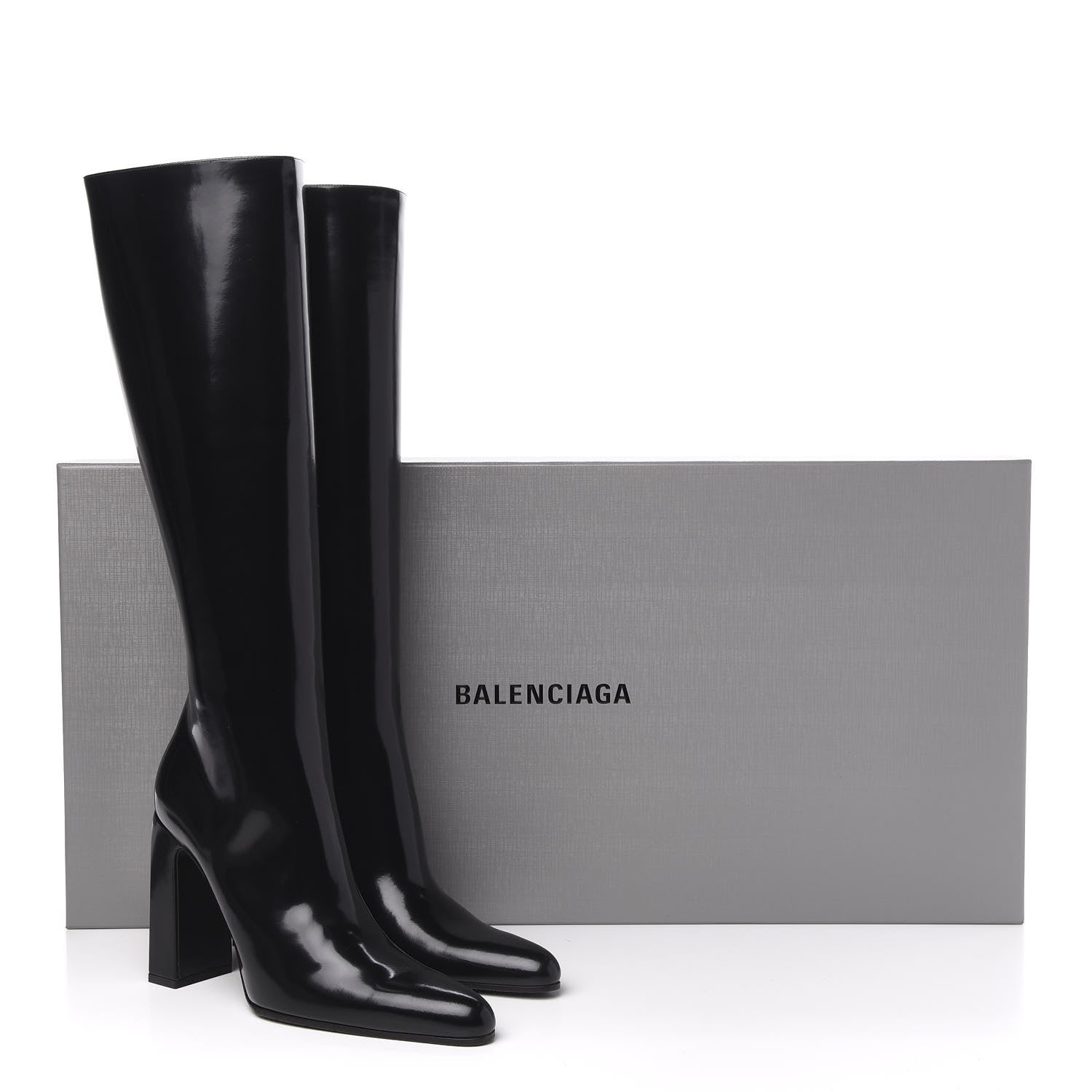 Balenciaga Patent Knee High Calfskin 110mm Boots 38 Black 8 of 8