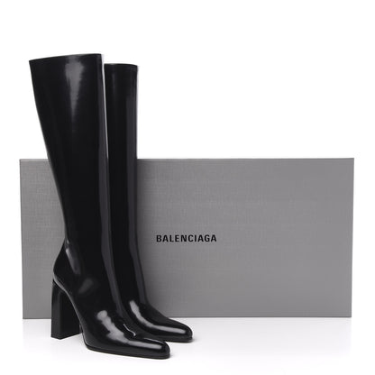 Balenciaga Patent Knee High Calfskin 110mm Boots 38 Black 8 of 8