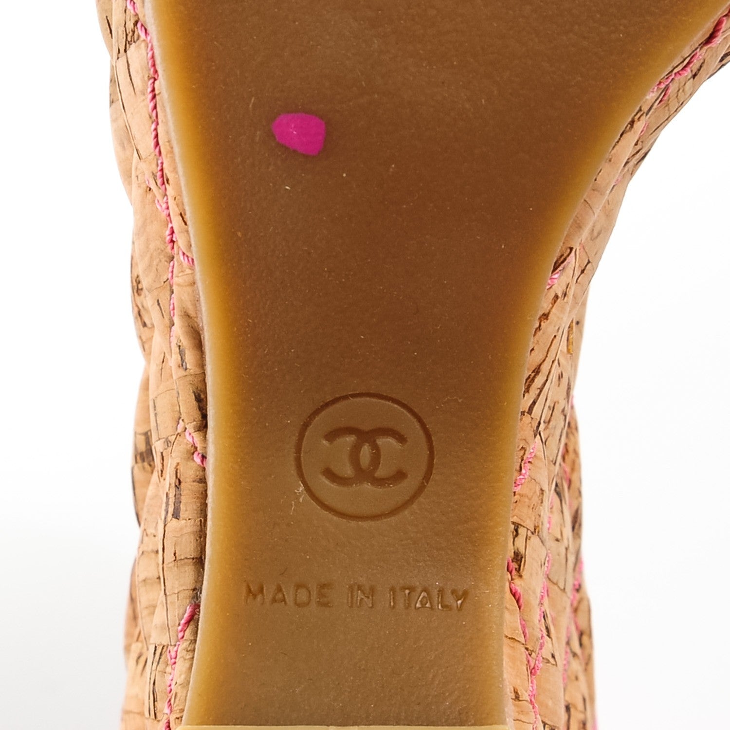 Chanel Patent Cork Quilted CC Wedge Sandals 38 Pink 6 of 6