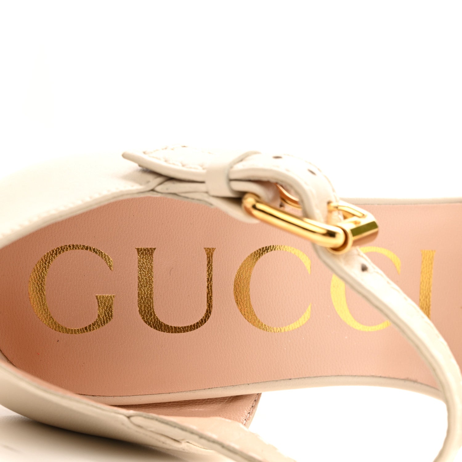 Gucci Nappa Horsebit Cross Strap 95mm Sandals 35 Mystic White 13 of 28