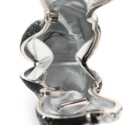 Judith Leiber Crystal Saddie Puppy Dog Minaudiere Clutch Jet Silver 5 of 11