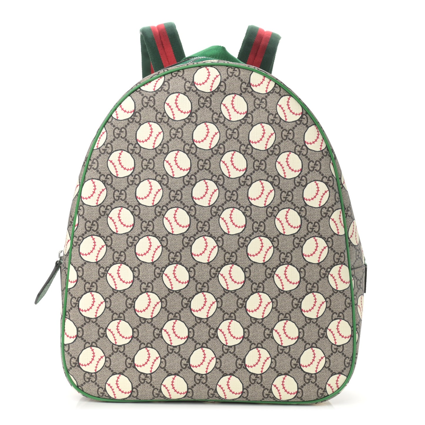 GG Supreme Monogram Baseballs Web Childrens Backpack Green