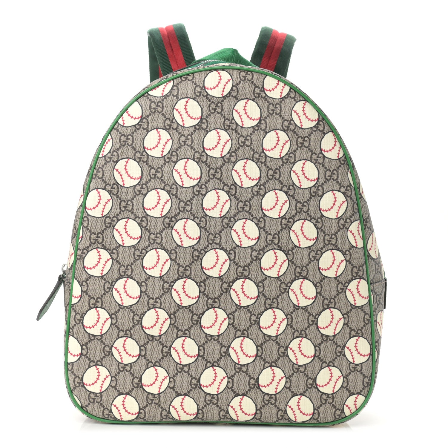 Gucci GG Supreme Monogram Baseballs Web Childrens Backpack Green 1 of 10