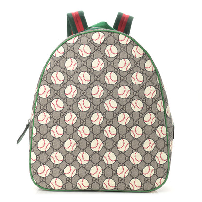 Gucci GG Supreme Monogram Baseballs Web Childrens Backpack Green 1 of 10