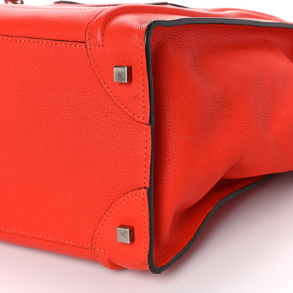 Celine Drummed Calfskin Mini Luggage Vermillion 7 of 9