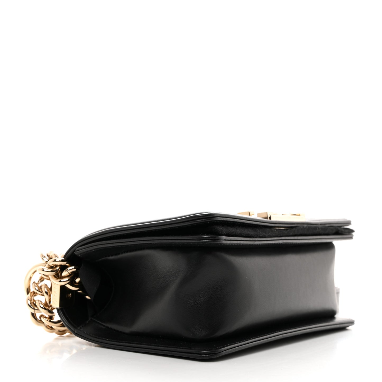 Calfskin Pearl Small Boy Flap Black