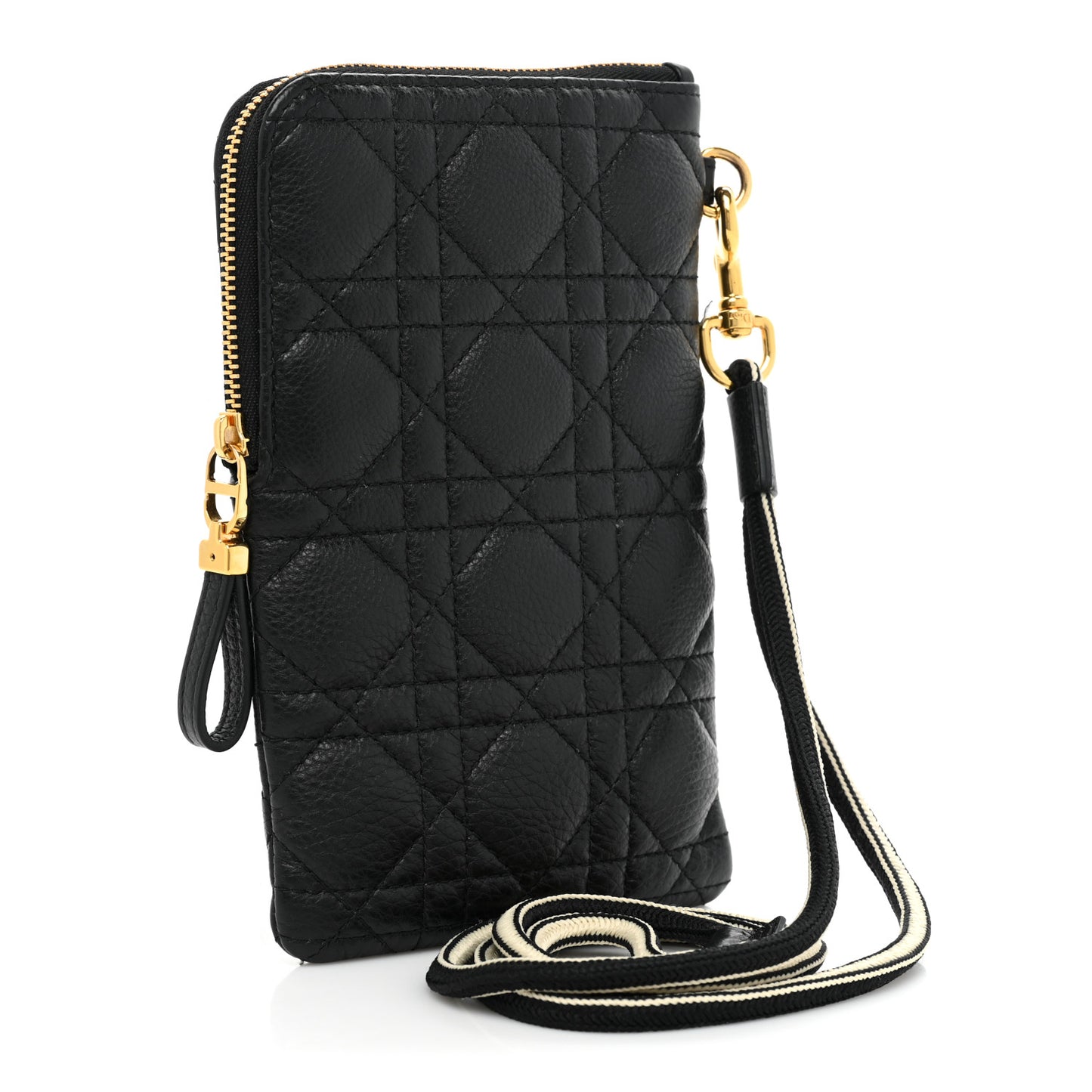 Supple Calfskin Cannage Caro Multifunctional Pouch Black