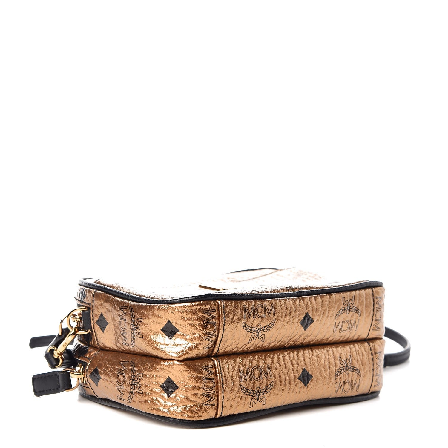MCM Metallic Visetos Camera Crossbody Bag Gold 4 of 9