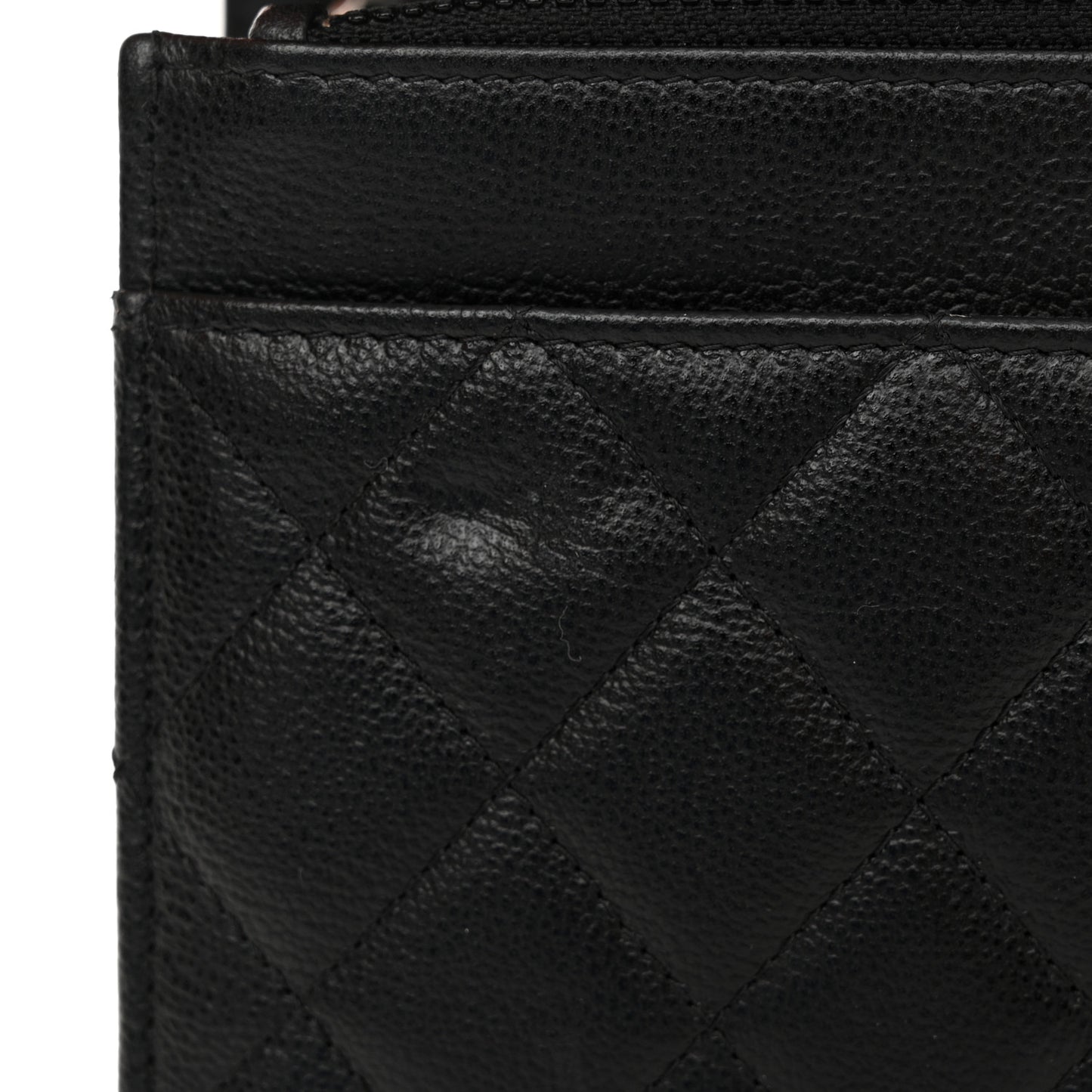 Grained Calfskin Quilted CC Box Wallet On Chain WOC Black