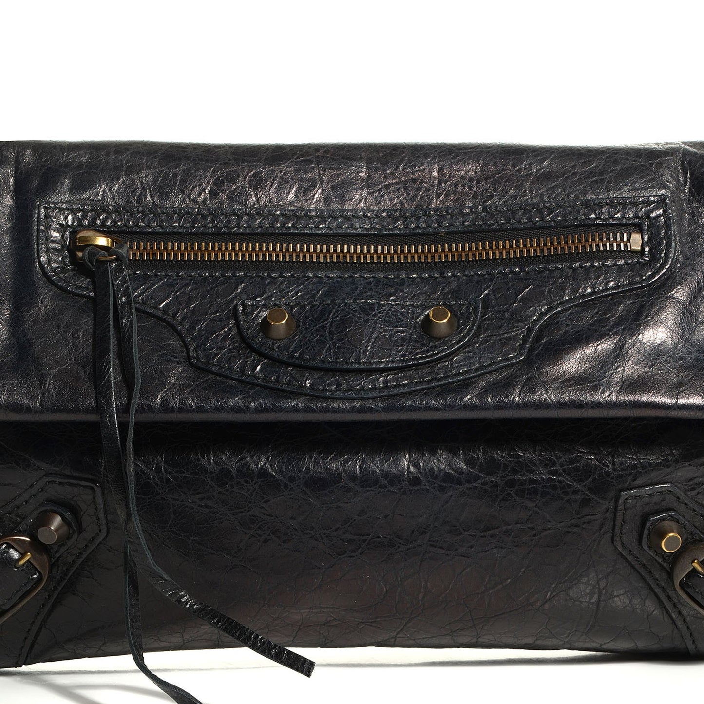 Agneau Classic Hardware Envelope Clutch Black