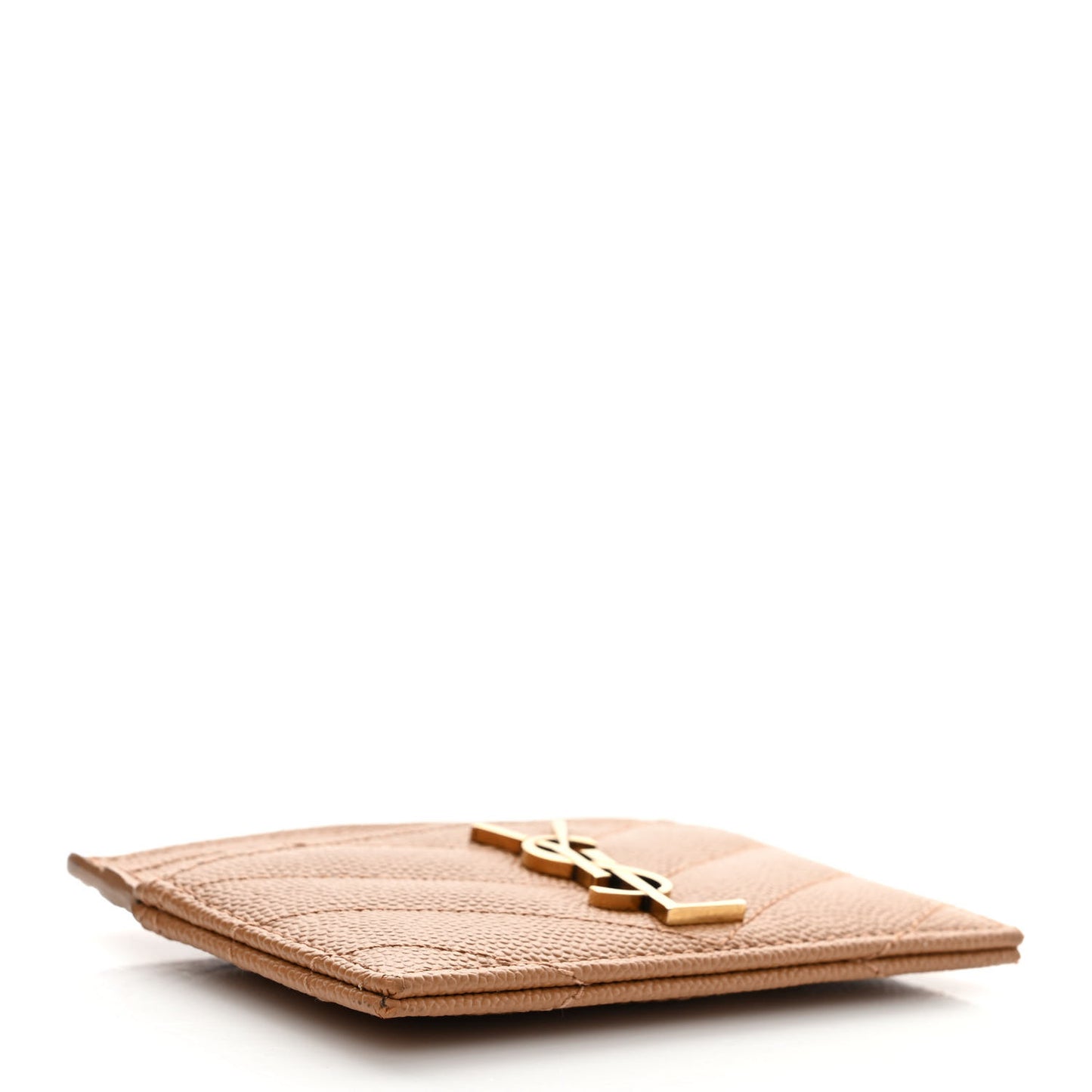 Grain De Poudre Matelasse Chevron Monogram Credit Card Case Natural Dark