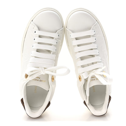 Louis Vuitton Calfskin Debossed Nylon Monogram Time Out Sneakers 36 White 2 of 9