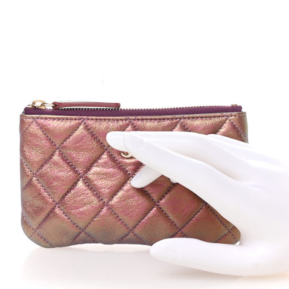 Chanel Iridescent Lambskin Quilted Small Cosmetic Case Purple 2 of 7