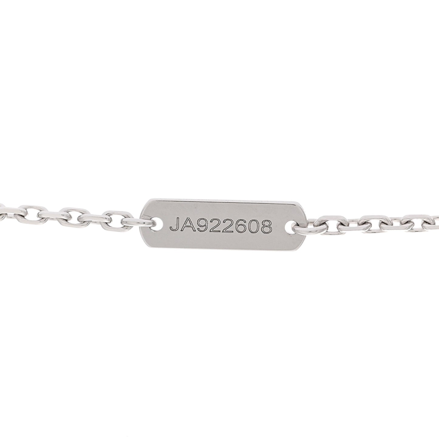 18K White Gold Diamond Guilloche Vintage Alhambra Pendant Necklace