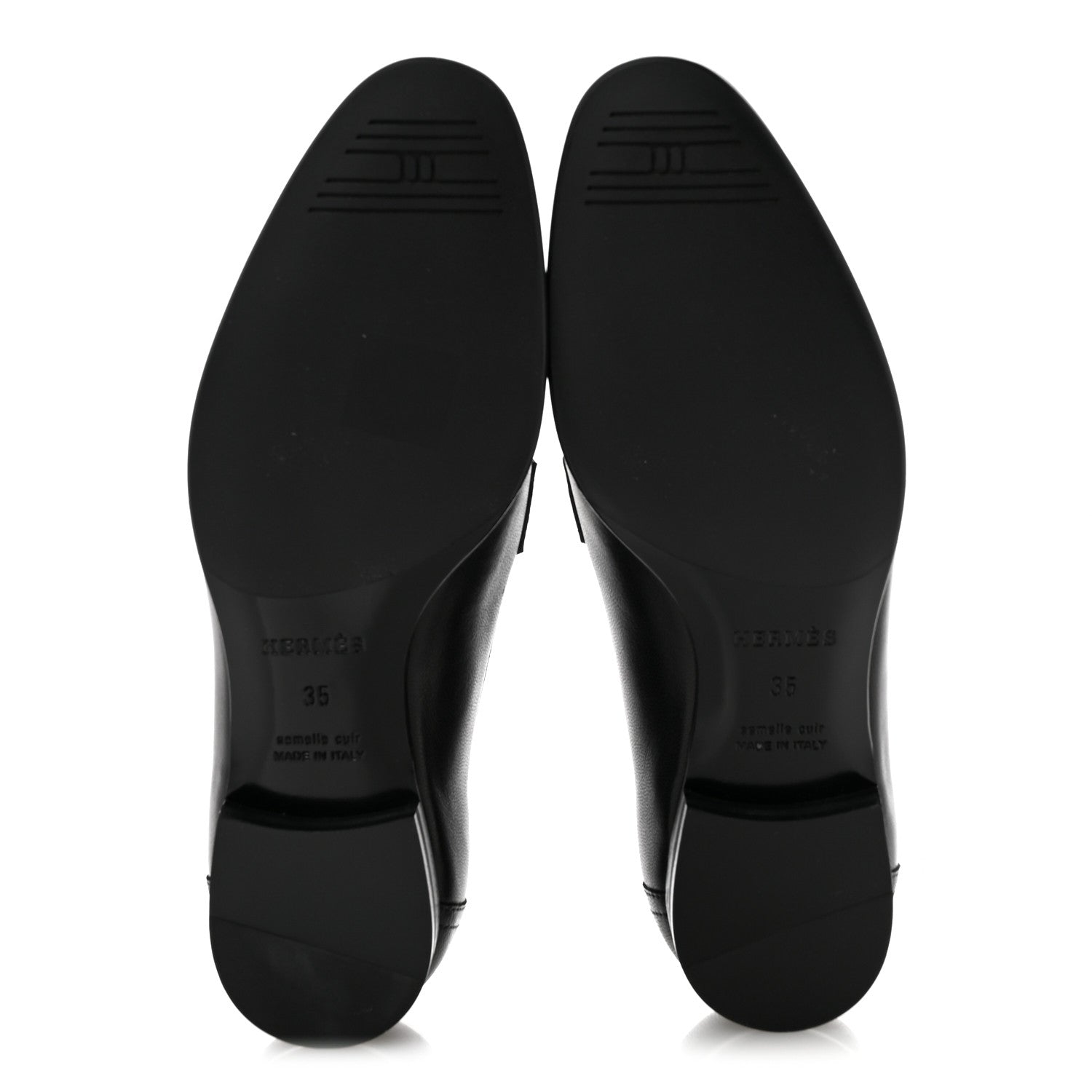 Hermes Goatskin Womens Royal Loafers 35 Black 6 of 9