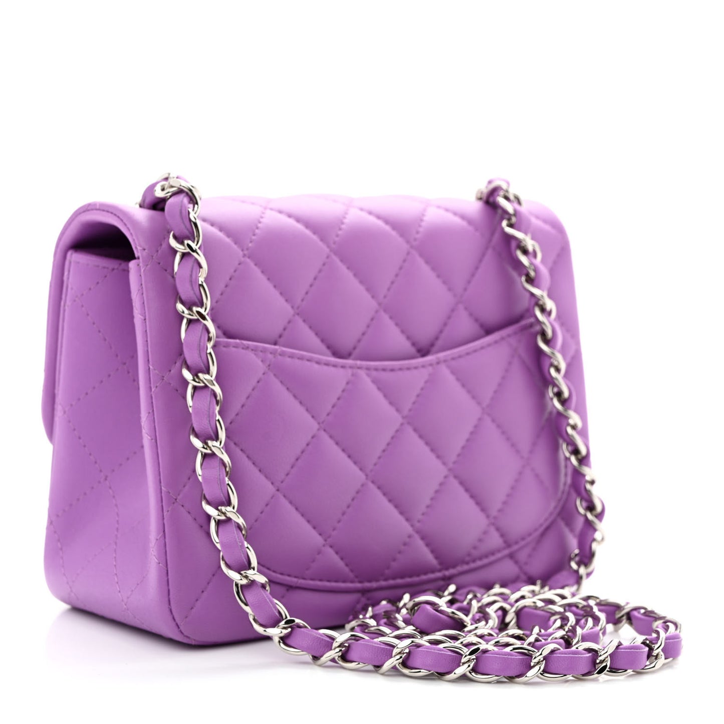 Lambskin Quilted Mini Square Flap Purple