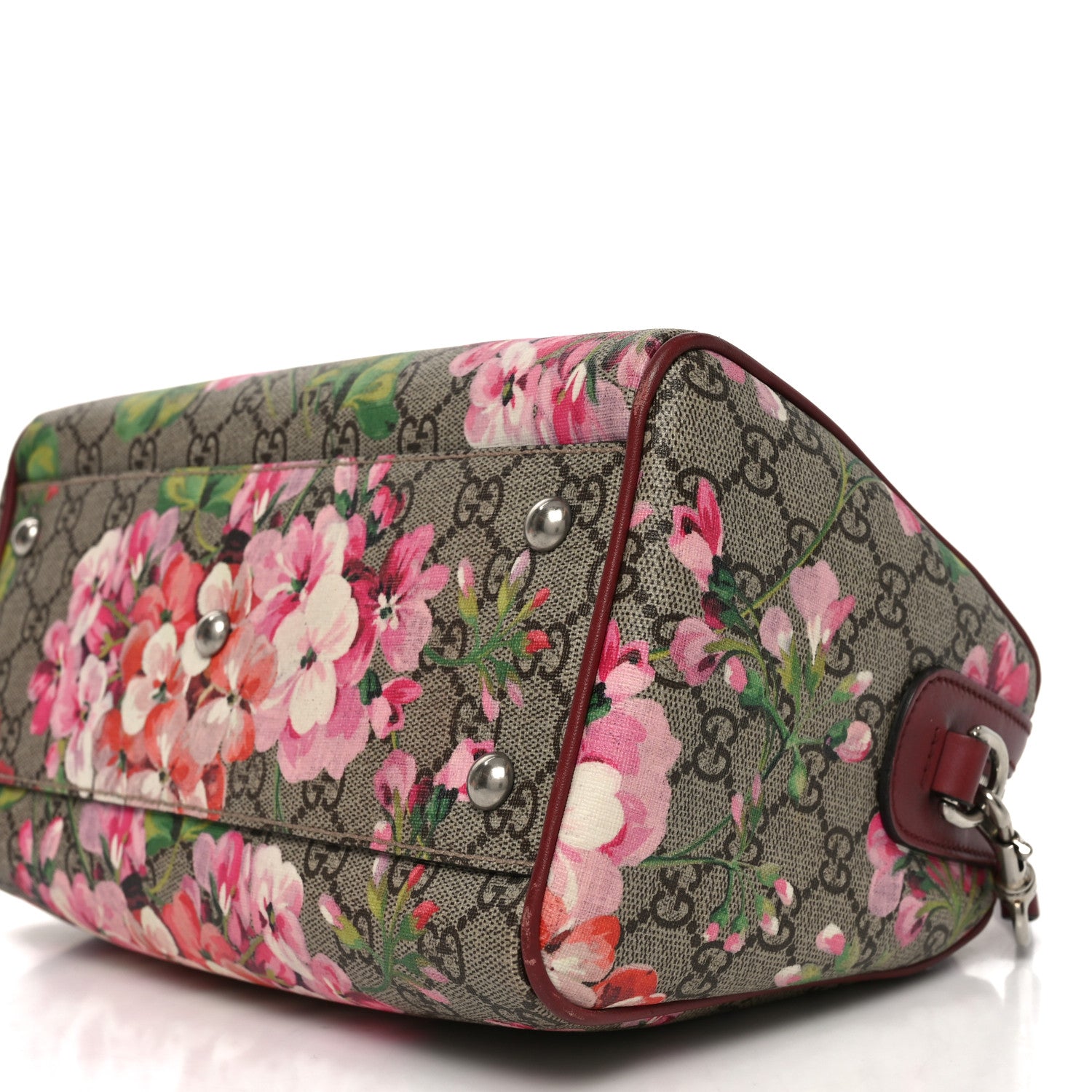 Gucci GG Supreme Monogram Blooms Small Boston Beige Multicolor Dry Rose 10 of 11