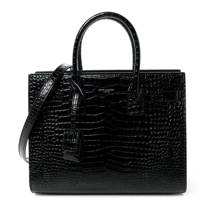 Saint Laurent Calfskin Crocodile Embossed Baby Sac De Jour Black 1 of 11