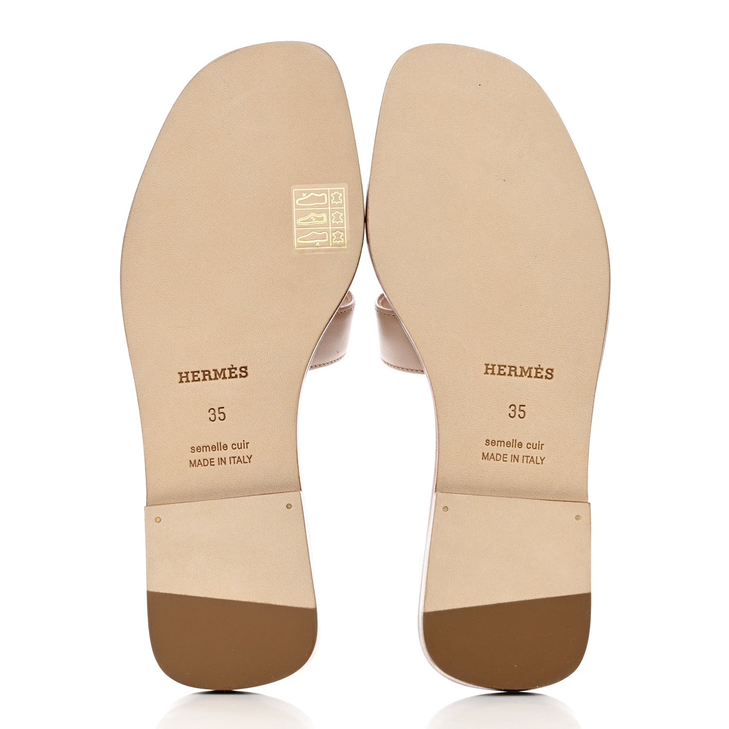 Hermes Box Calfskin Oran Sandals 35 Beige Nude 5 of 9