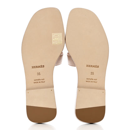 Hermes Box Calfskin Oran Sandals 35 Beige Nude 5 of 9