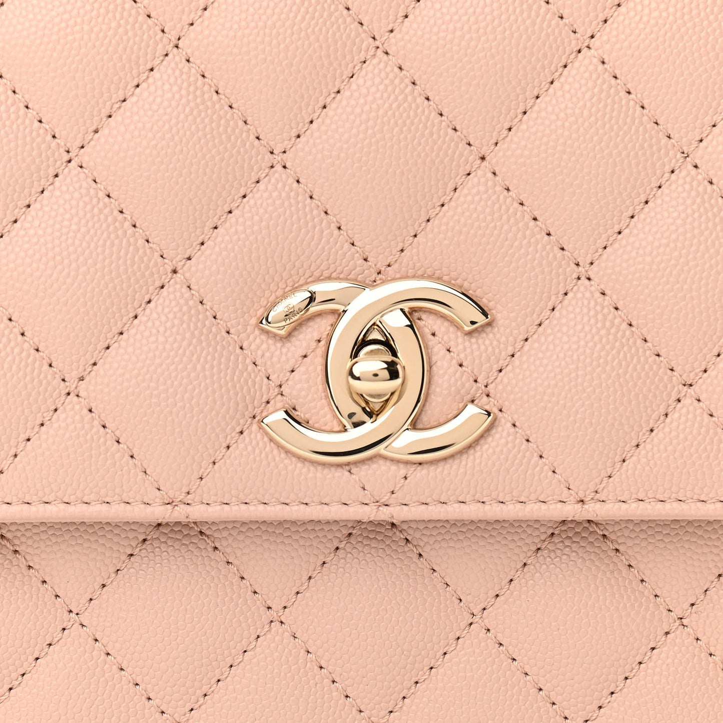 Caviar Quilted Small Coco Handle Flap Light Pink