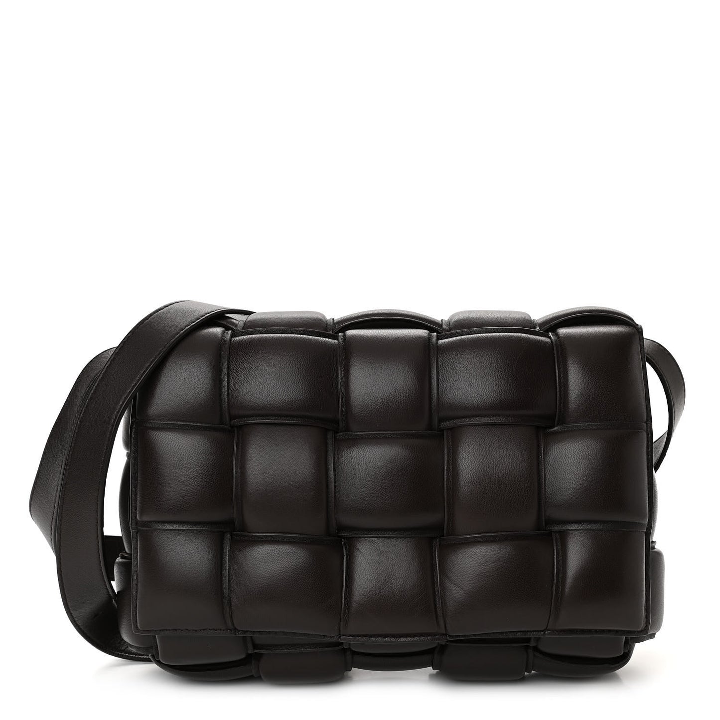 Nappa Maxi Intreccio Padded Cassette Crossbody Bag Fondente