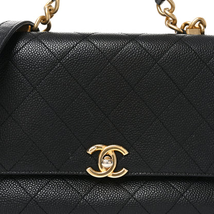 Chanel Caviar Diamond Stitched Small Top Handle Flap Black 8 of 10