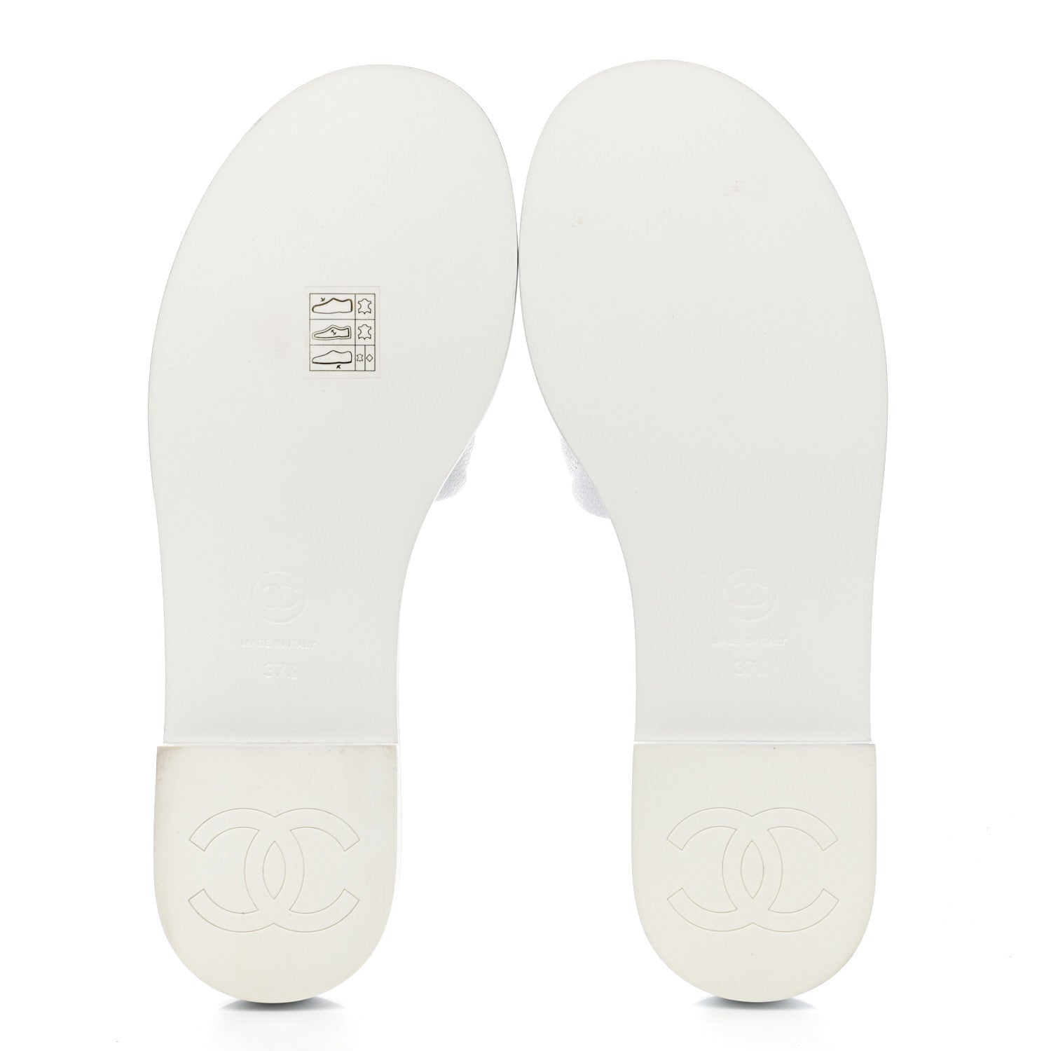 Chanel Shiny Goatskin Quilted CC Mules Sandals 37.5 White 5 of 9