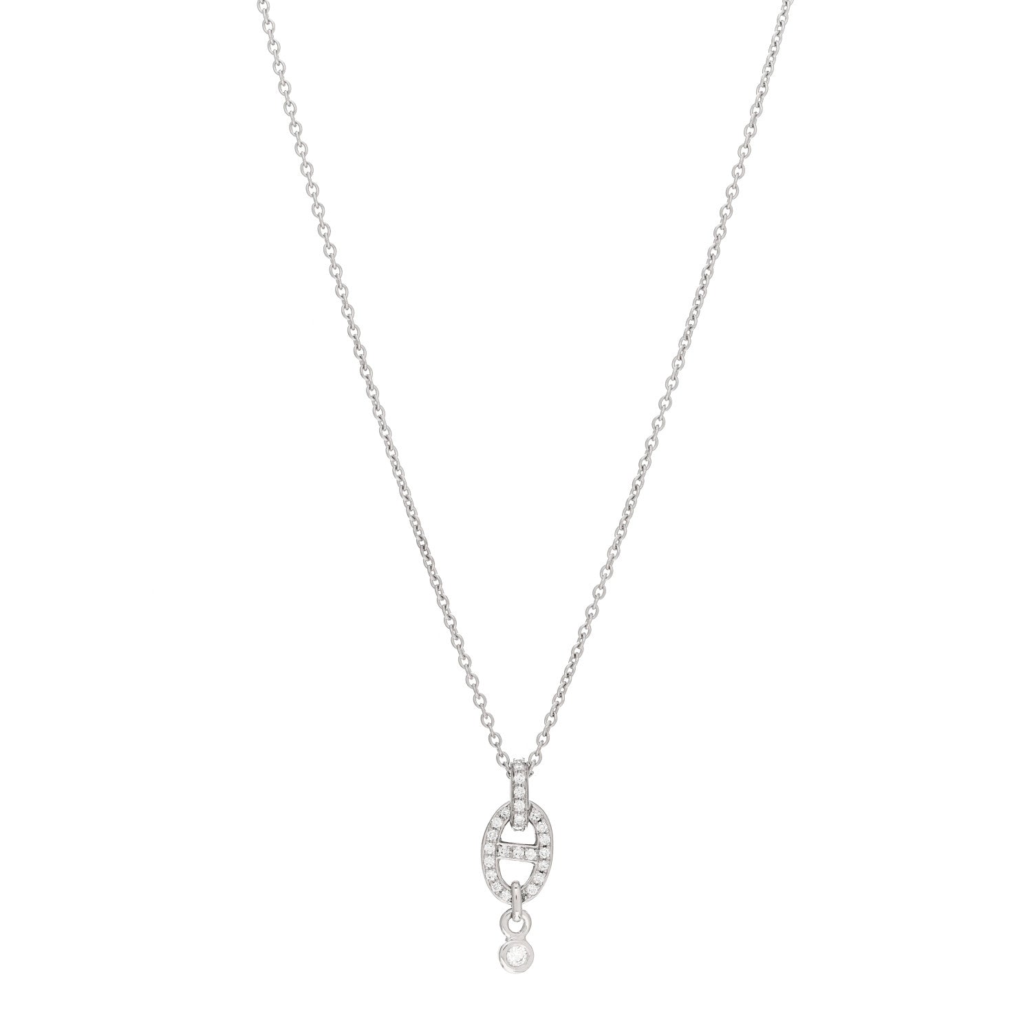 Hermes 18K White Gold Diamond PM Chaine d'Ancre Enchainee Necklace 1 of 5