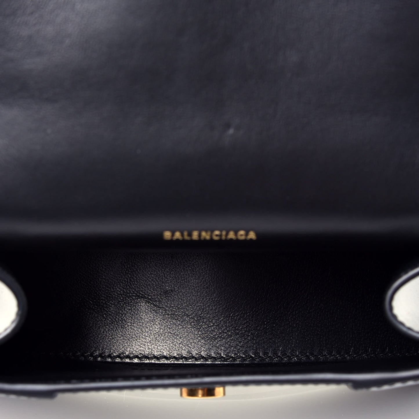 Shiny Box Calfskin Hourglass Top Handle Bag XS Black
