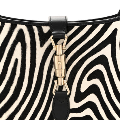 Gucci Pony Hair Zebra Print Calfskin Small Jackie 1961 Hobo Black White 8 of 11