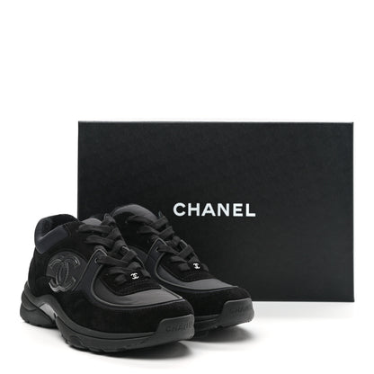 Chanel Fabric Calfskin Suede CC Sneakers 38 Black 9 of 9