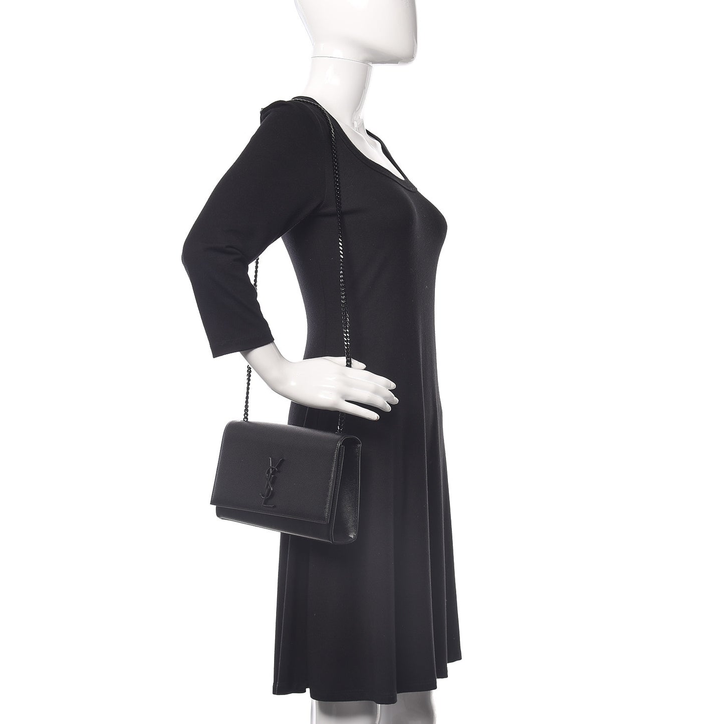 Grain De Poudre Medium Classic Monogram Kate Satchel Black