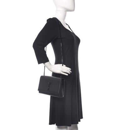 Saint Laurent Grain De Poudre Medium Classic Monogram Kate Satchel Black 2 of 9
