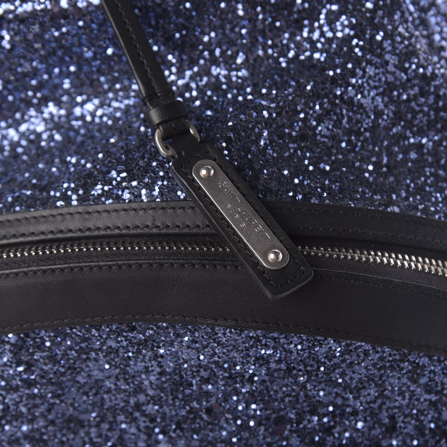 Saint Laurent Glitter Canvas City Backpack Blue 11 of 12