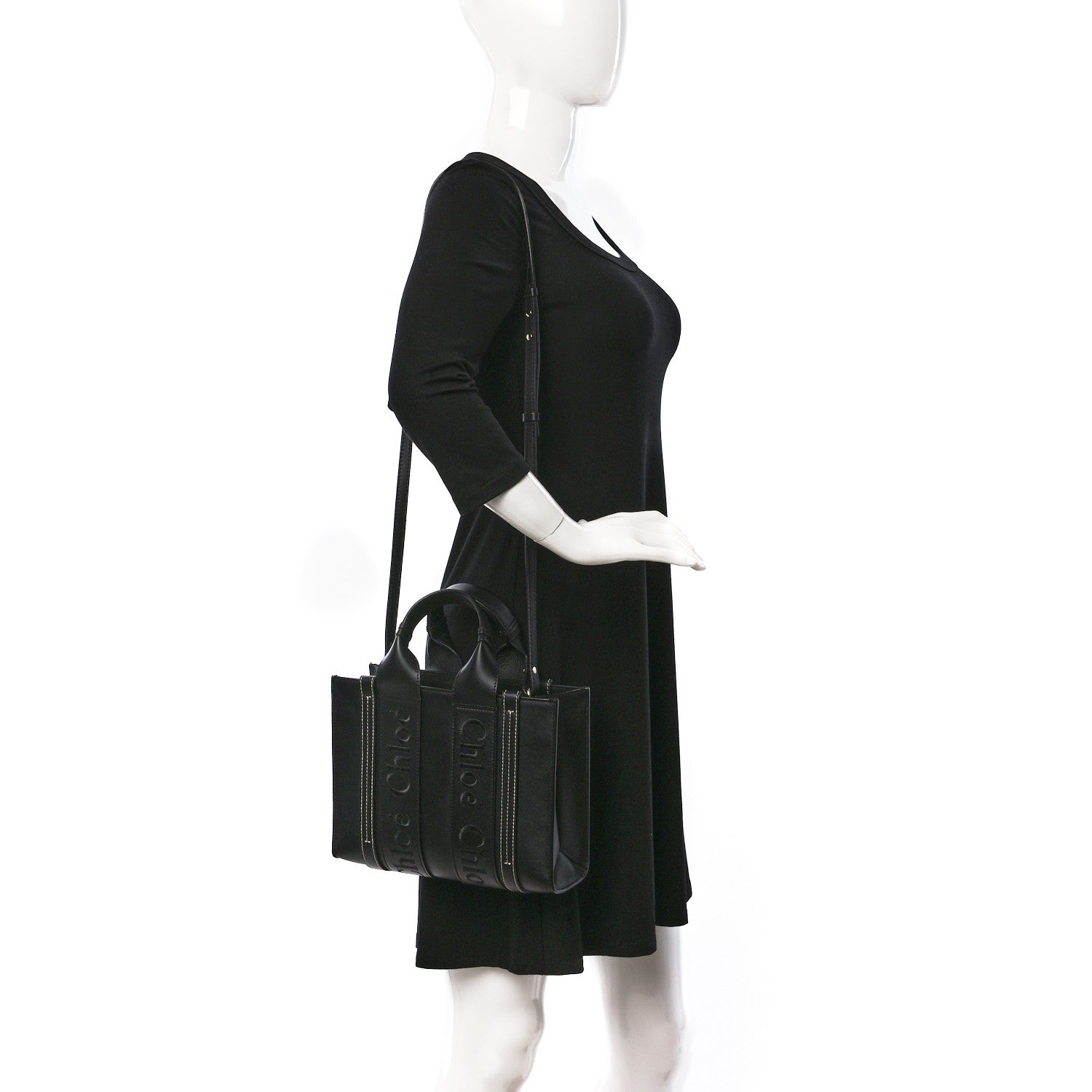 Chloe Calfskin Small Woody Tote Black 2 of 9