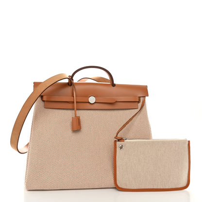 Hermes Vache Hunter Calfskin Criss Viking Herbag Zip Retourne 39 MM Ecru Beige Naturel 3 of 11