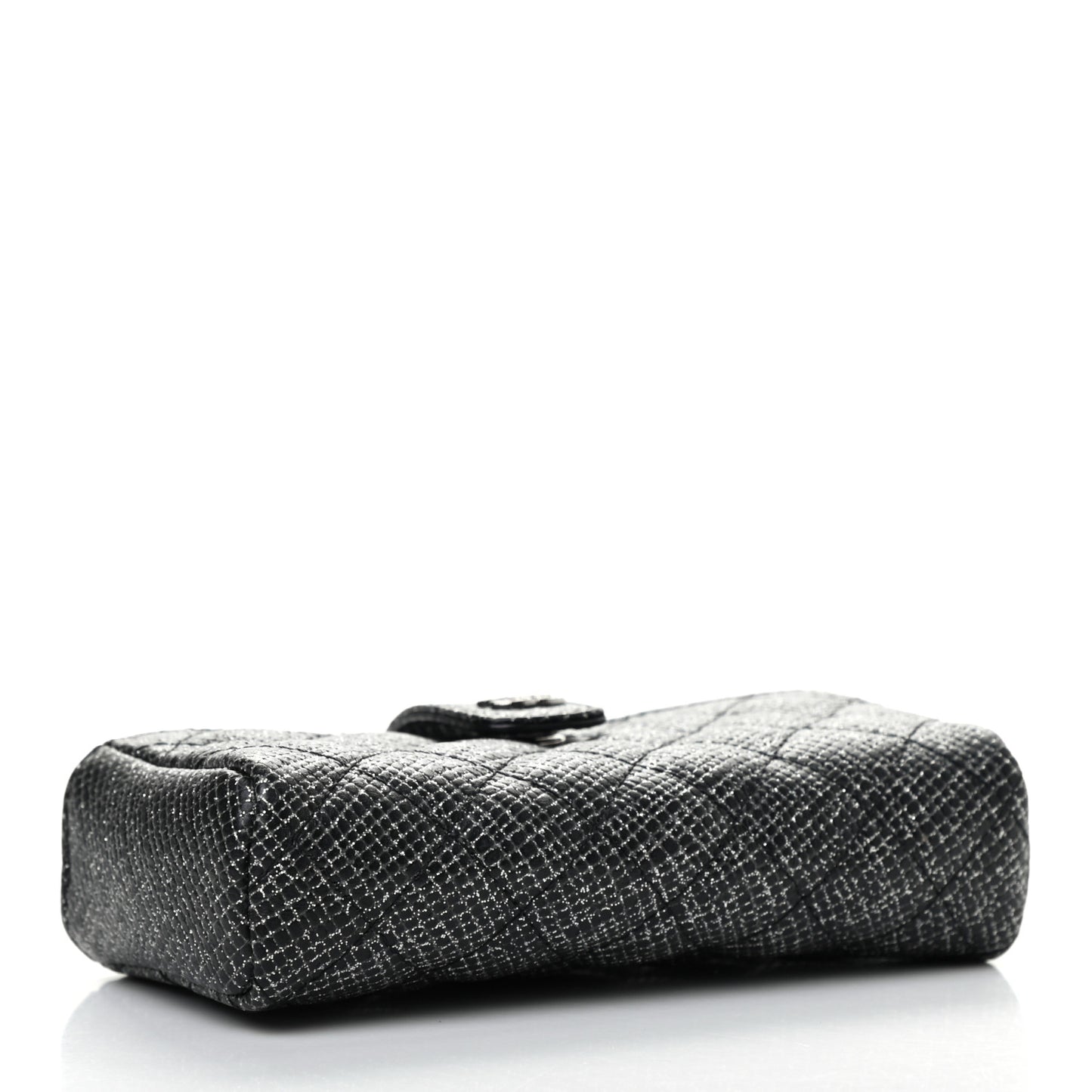 Glitter Calfskin Quilted Mini Phone Holder Clutch Black