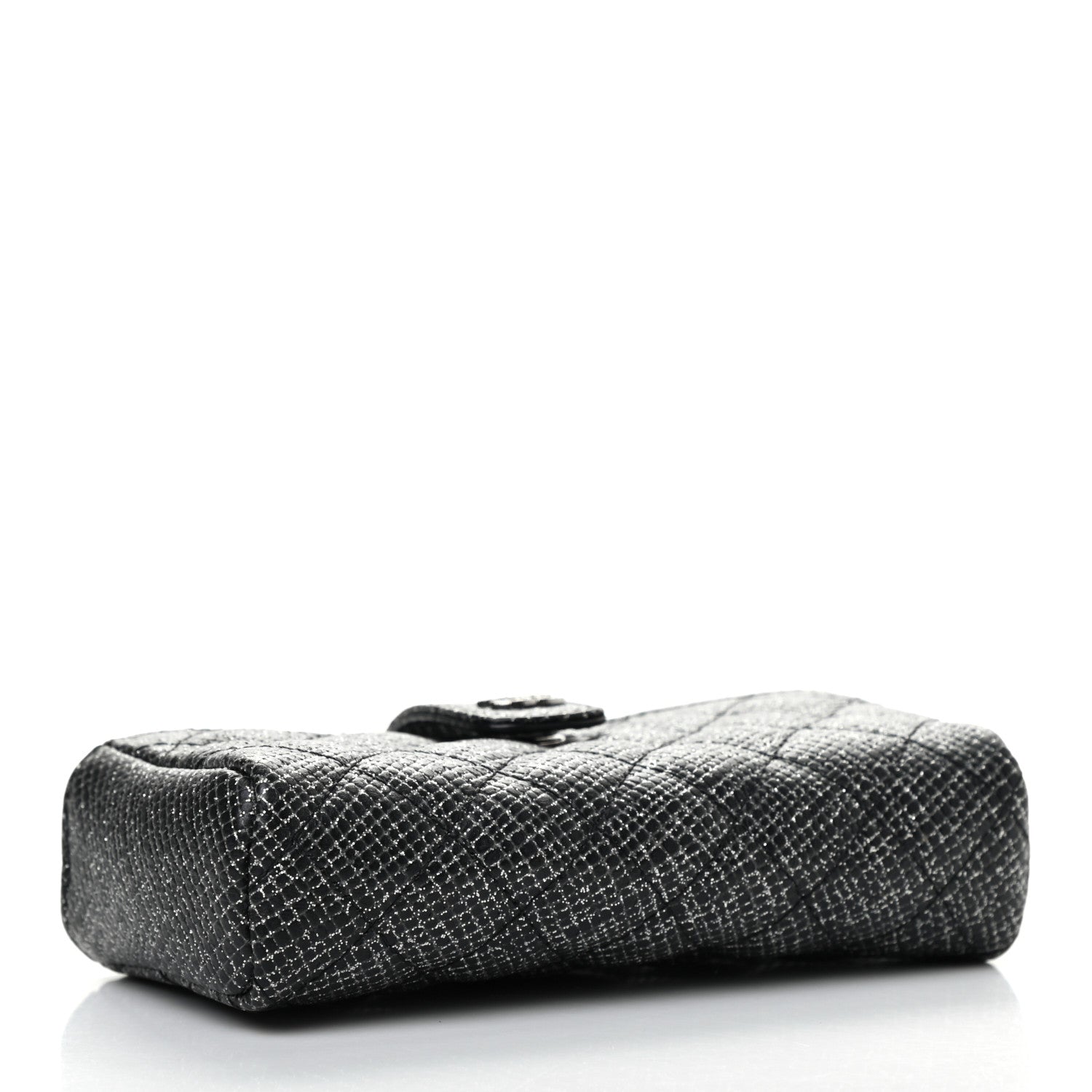 Chanel Glitter Calfskin Quilted Mini Phone Holder Clutch Black 4 of 8