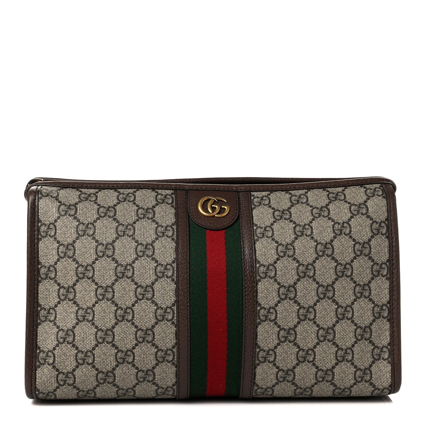 Gucci GG Supreme Monogram Web Toiletry Case Brown 1 of 10