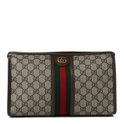 Gucci GG Supreme Monogram Web Toiletry Case Brown 1 of 10
