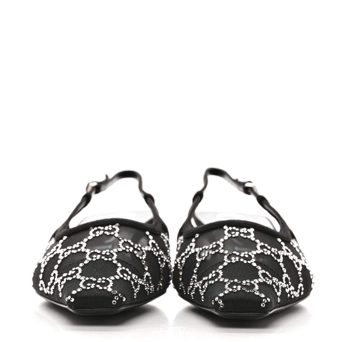 Tela Retino Kid Scamosciato Crystal GG Monogram Square G 35mm Slingback Pumps 39 Black