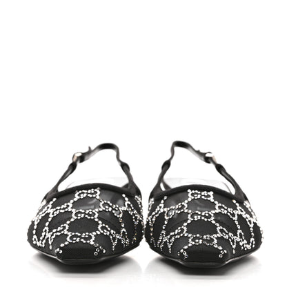 Gucci Tela Retino Kid Scamosciato Crystal GG Monogram Square G 35mm Slingback Pumps 39 Black 4 of 19