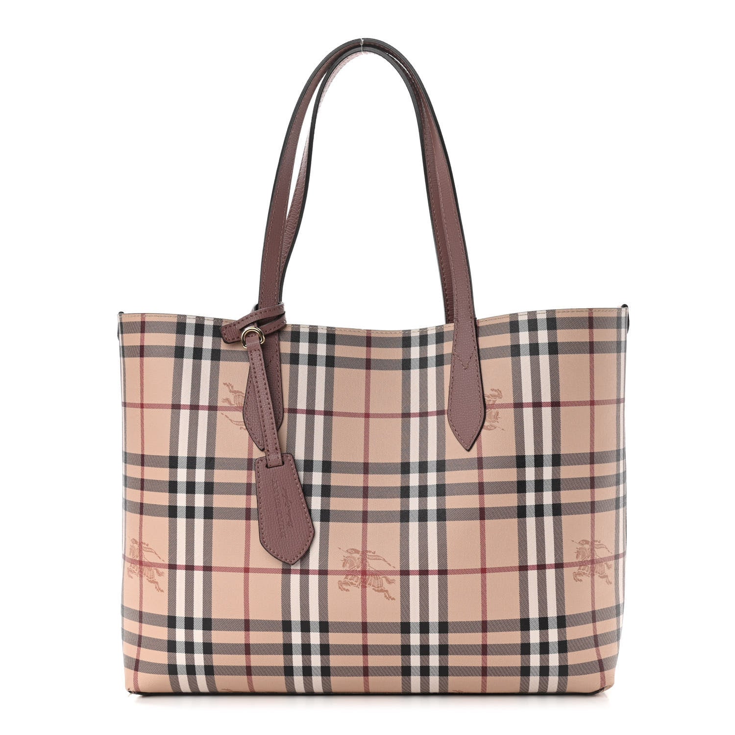 Burberry Grainy Calfskin Haymarket Check Medium Reversible Tote Light Elderberry 1 of 18