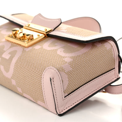 Gucci Monogram Jumbo GG Textured Dollar Calfskin Mini Padlock Top Handle Shoulder Bag Beige Perfect Pink 10 of 10