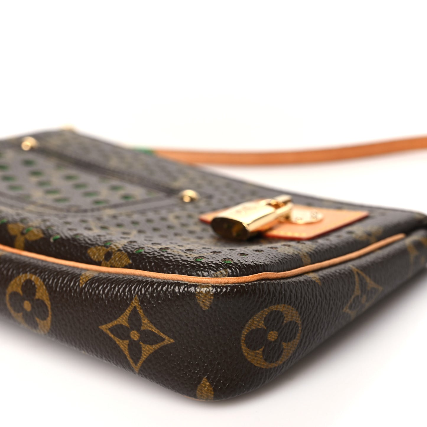 Monogram Perforated Pochette Accessories Bag Green