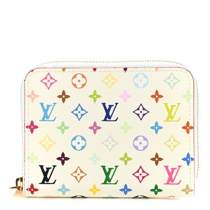 Louis Vuitton Monogram Multicolor Zippy Coin Purse Wallet White Litchi 1 of 7