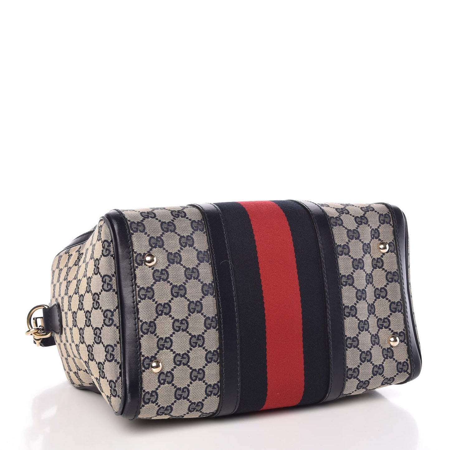 Monogram Selleria Calfskin Vintage Web Medium Boston Beige Blue
